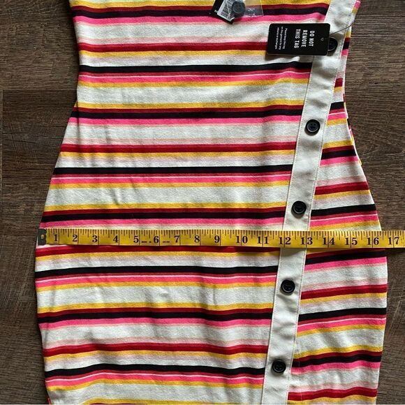 Express Bodycon Midi Dress NEW Colorful Stripes XS Stretch Party - Picture 10 of 13